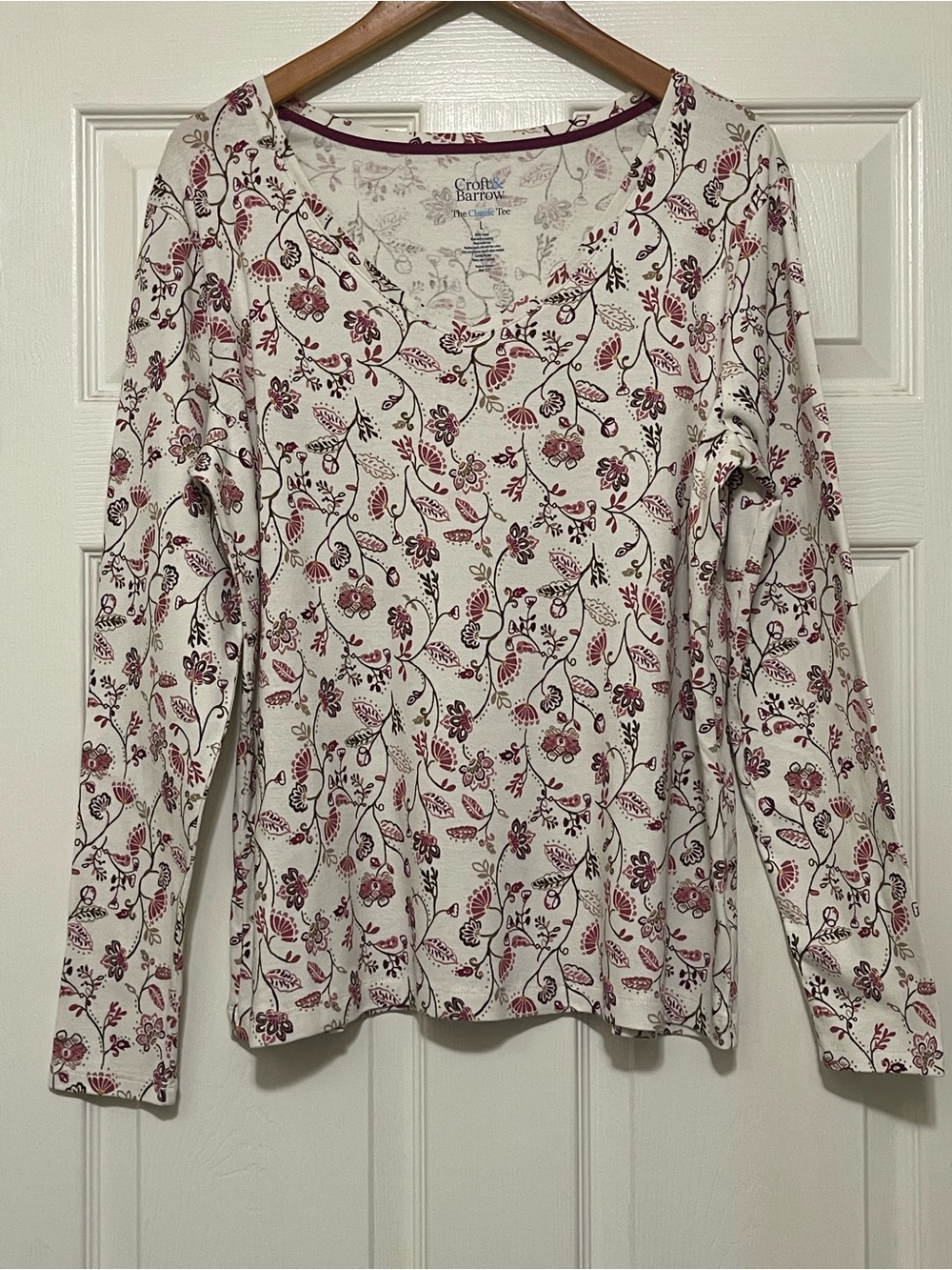 Croft & Barrow Women's Floral Blouse - White and Pink